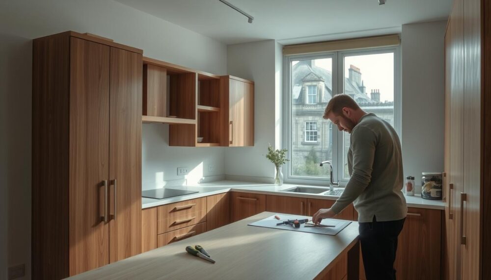 installing kitchen cabinets