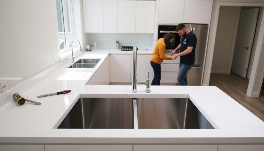 how to install a kitchen sink in a new countertop