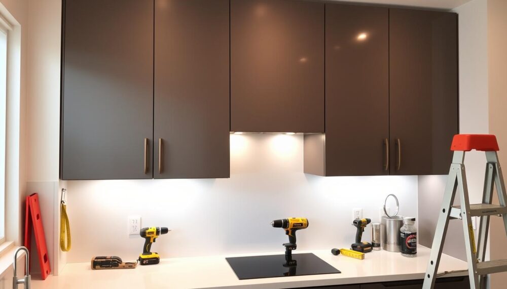 how to install kitchen cabinets on wall