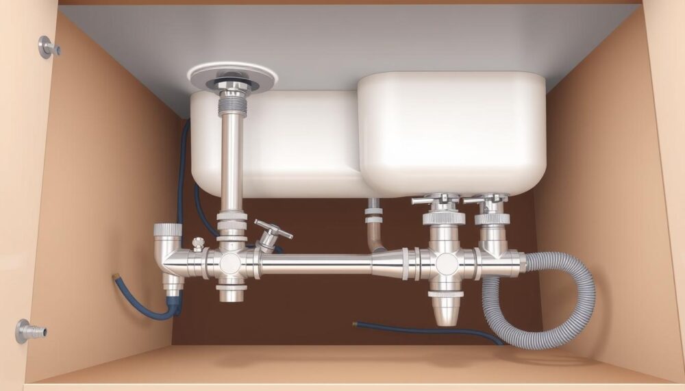 how to install kitchen sink pipes