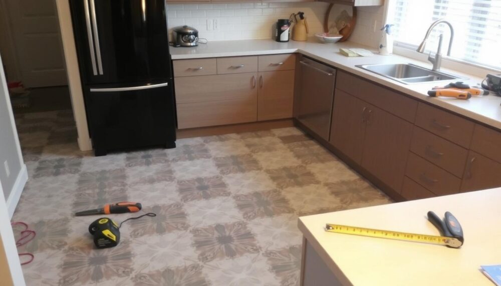 how to install vinyl sheet flooring in kitchen