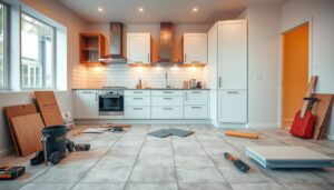 do you tile a kitchen floor before installing cabinets