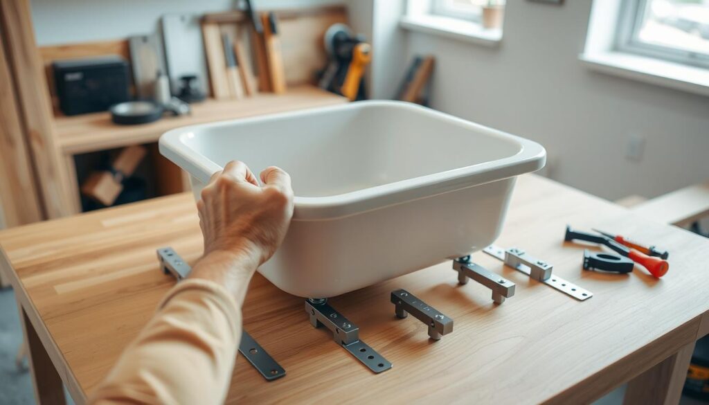 sink mounting process