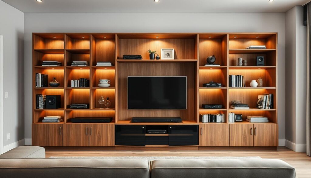 Entertainment centre with hidden storage