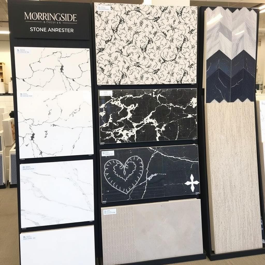 Selection of natural stone countertops and traditional tiles at Morningside Stone & Tile Selection of natural stone countertops and traditional tiles at Morningside Stone & Tile