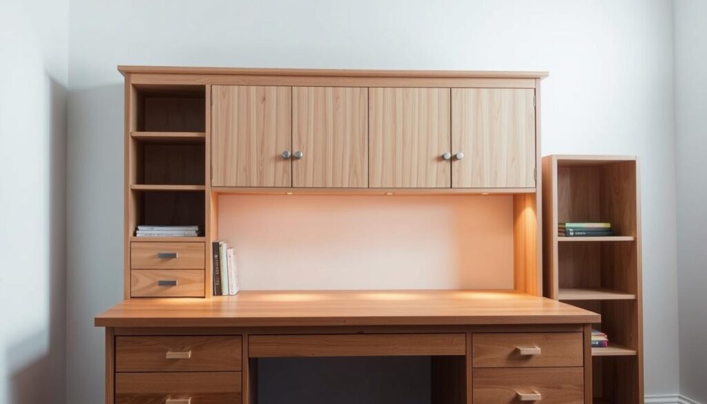 custom desk hutch with storage