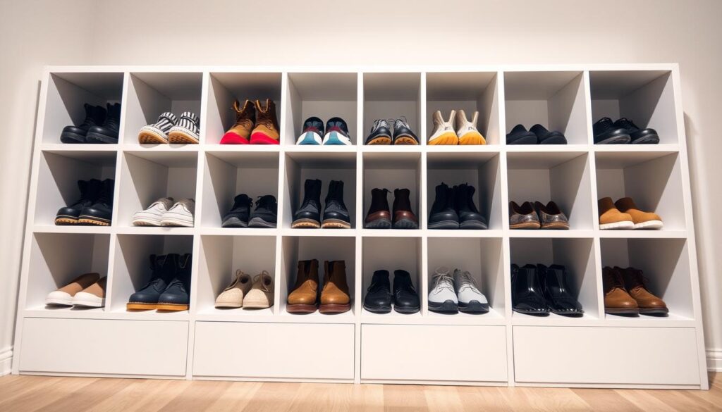 kallax shelving unit as shoe storage