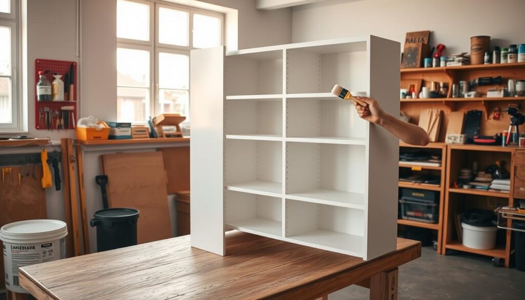 painting DIY bookcase