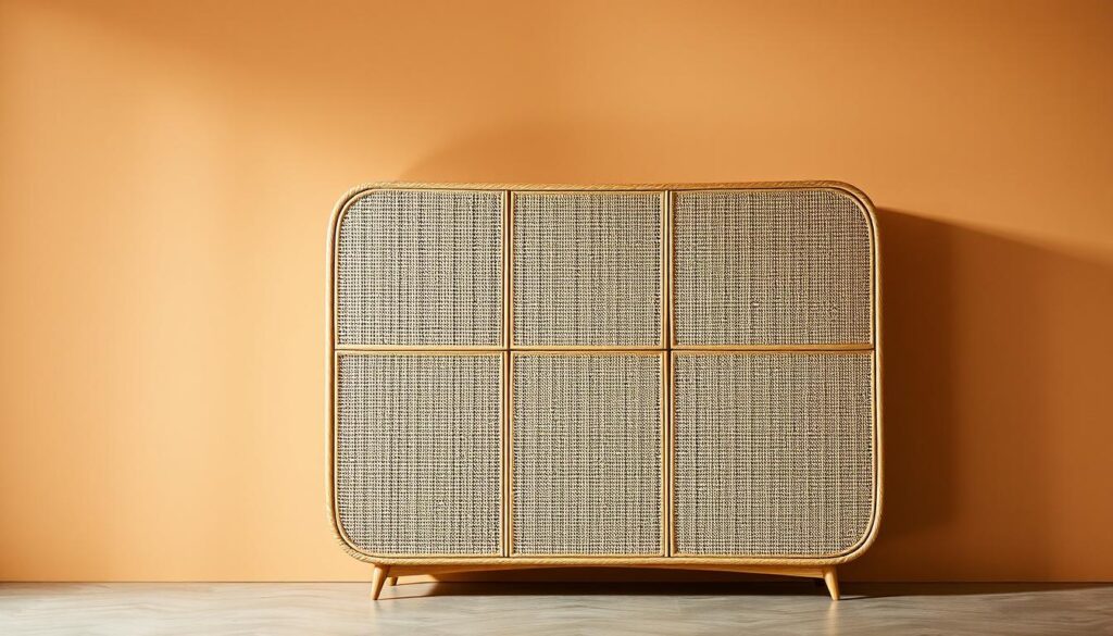 rattan cabinet with curved design
