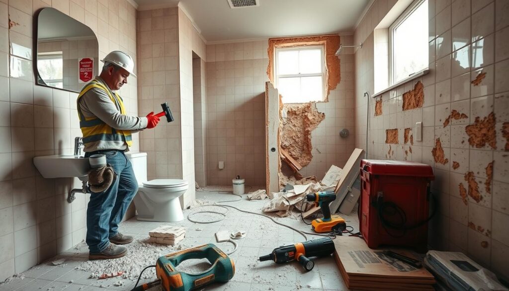 Demolishing bathroom safely