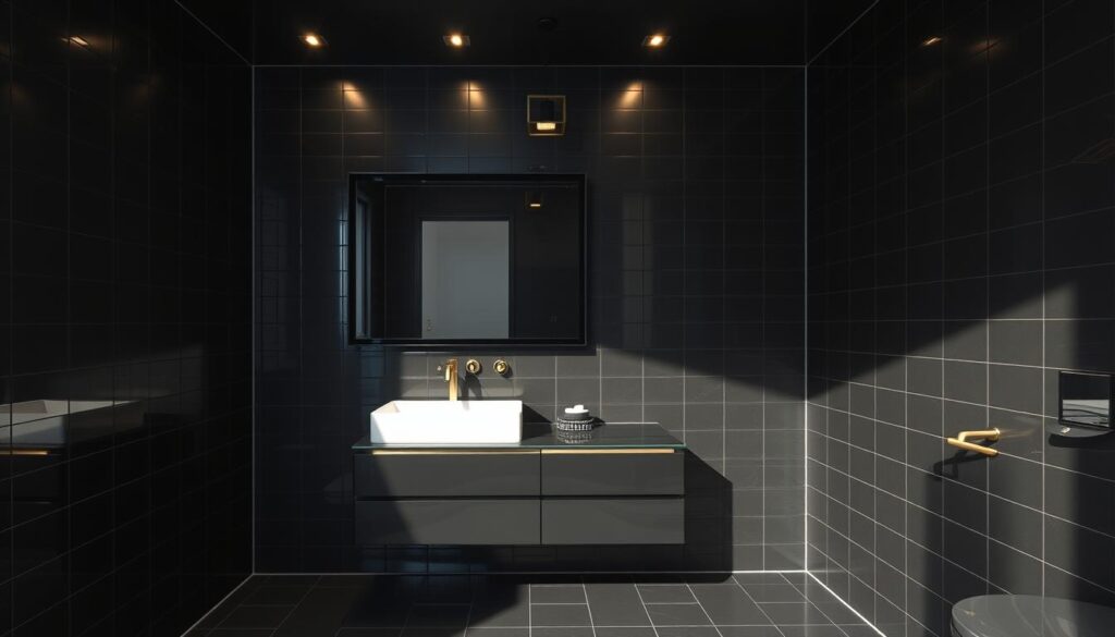 black accents bathroom design