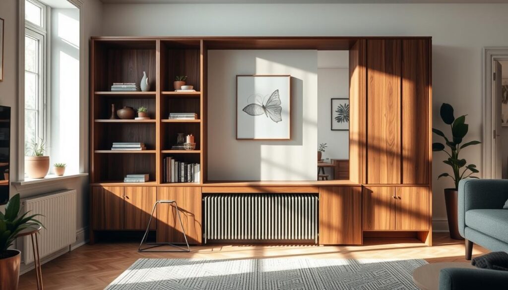 custom IVAR storage unit around radiator